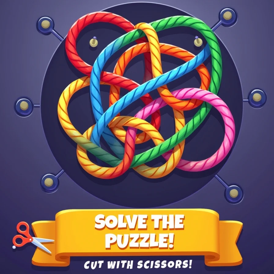 A rope configuration mid-transformation, showing intermediate state between knot and untangled